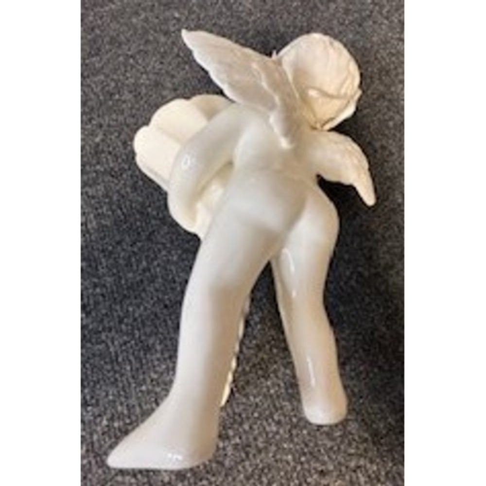 Mud Pie White Ceramic Cherub Angel Figurine Vase Judd-Miller & Co Georgia - Picture 2 of 5